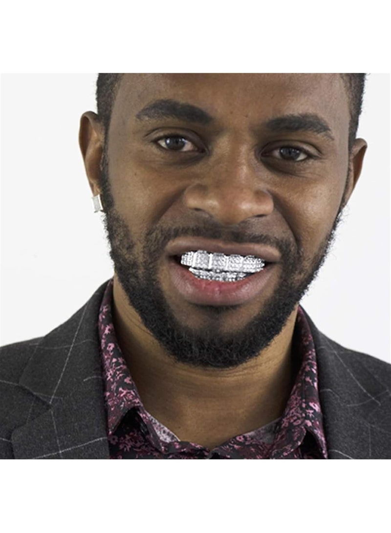 Poker Grills Gold Grillz for Your Teeth Heart Hip Hop Grillz Teeth Men Diamond Grillz for Men Women 18K Gold Plated Hustla Teeth Grillz Gold Jewelry Rapper Costume (GOLD) - Image 4